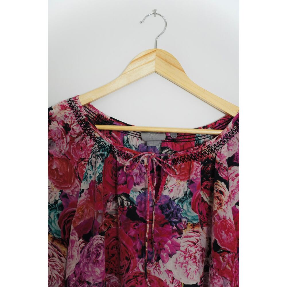 Vanessa Virginia 100% Silk Floral Blouse Size Medium - Picture 3 of 6
